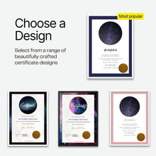 Load image into Gallery viewer, Name a Star Certificate Designs