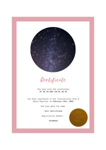 Star Naming Certificate Light Rose